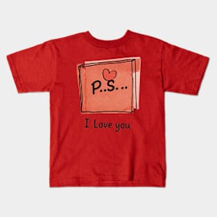 Red heart p. s. i love you Kids T-Shirt